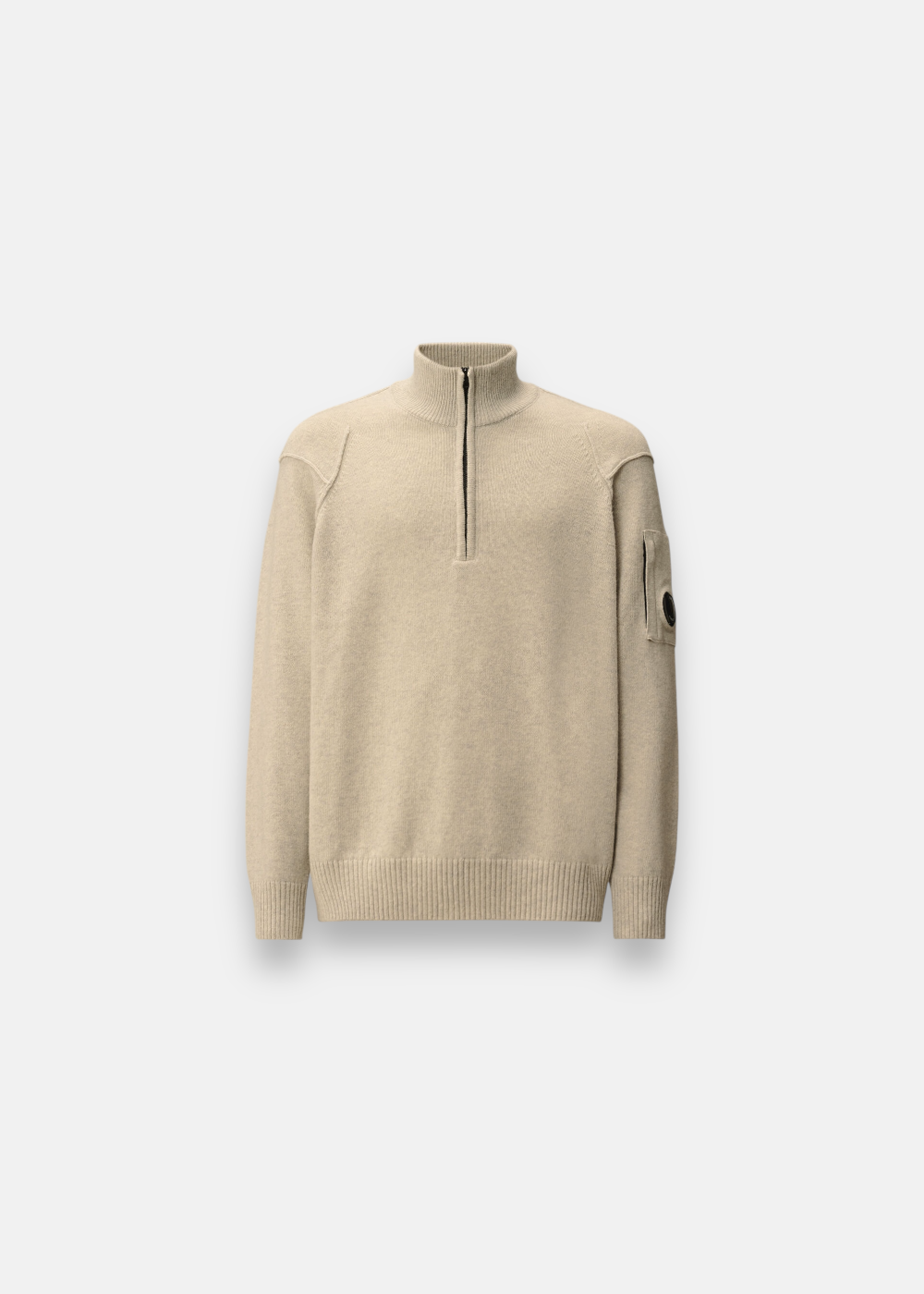 Pull Demi-Zip en Laine - gris clair