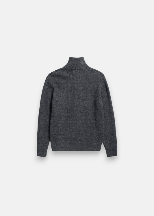 Pull zippé en laine Hagen - gris