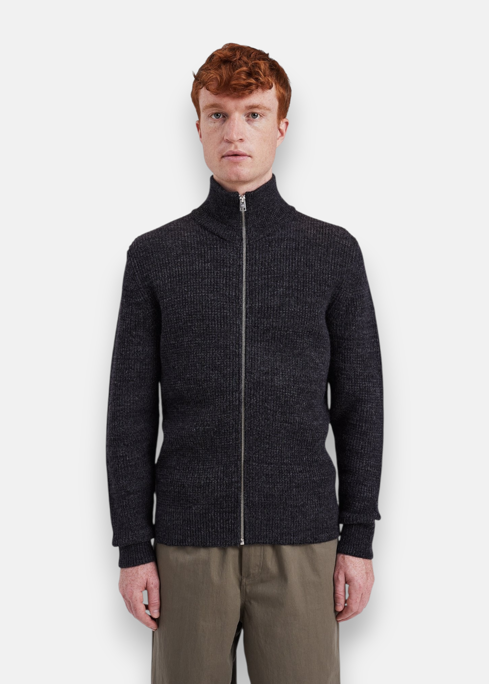 Pull zippé en laine Hagen - gris
