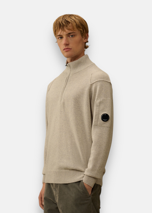 Pull Demi-Zip en Laine - gris clair