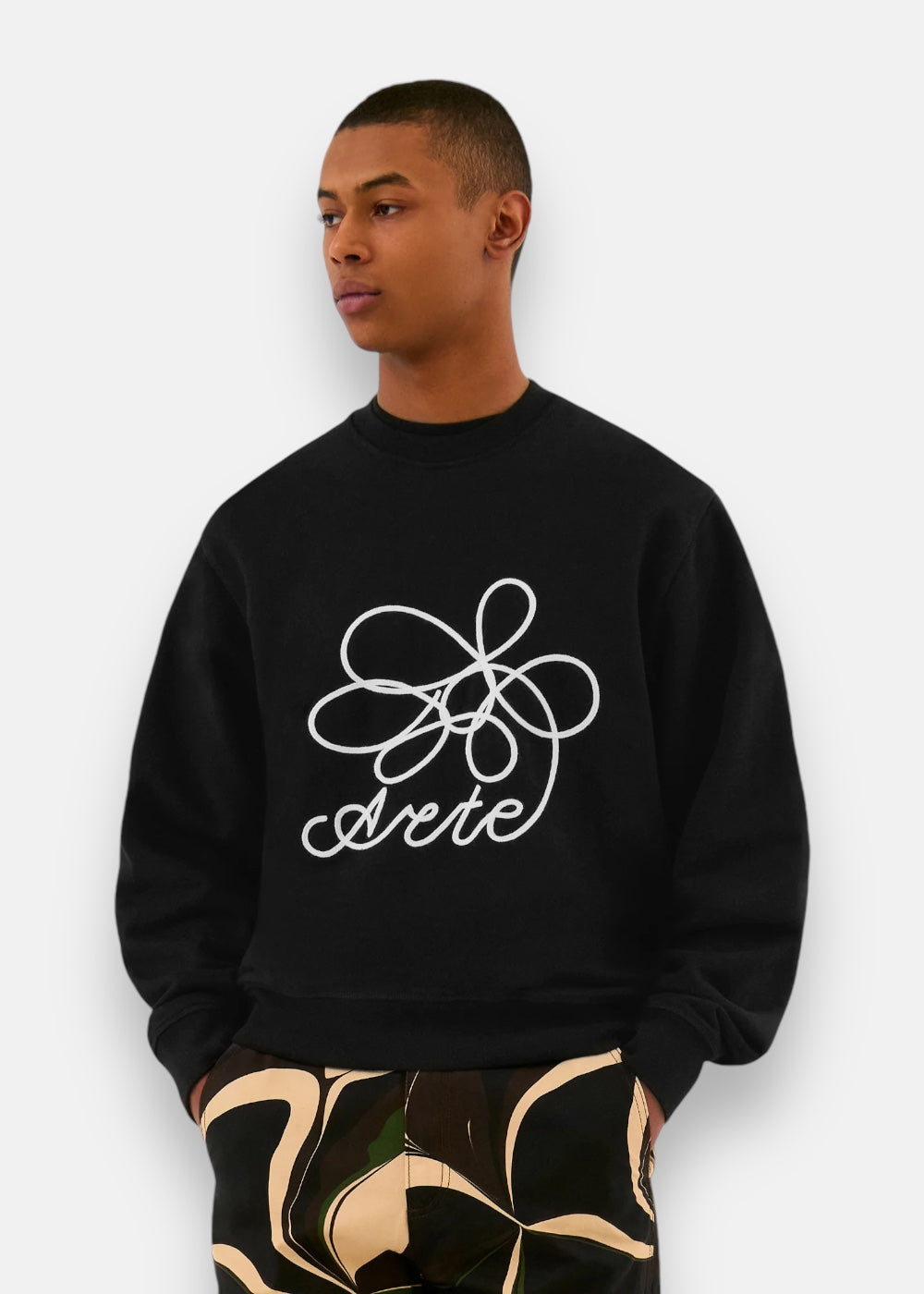 Sweat-shirt col rond Flower Logo - Noir