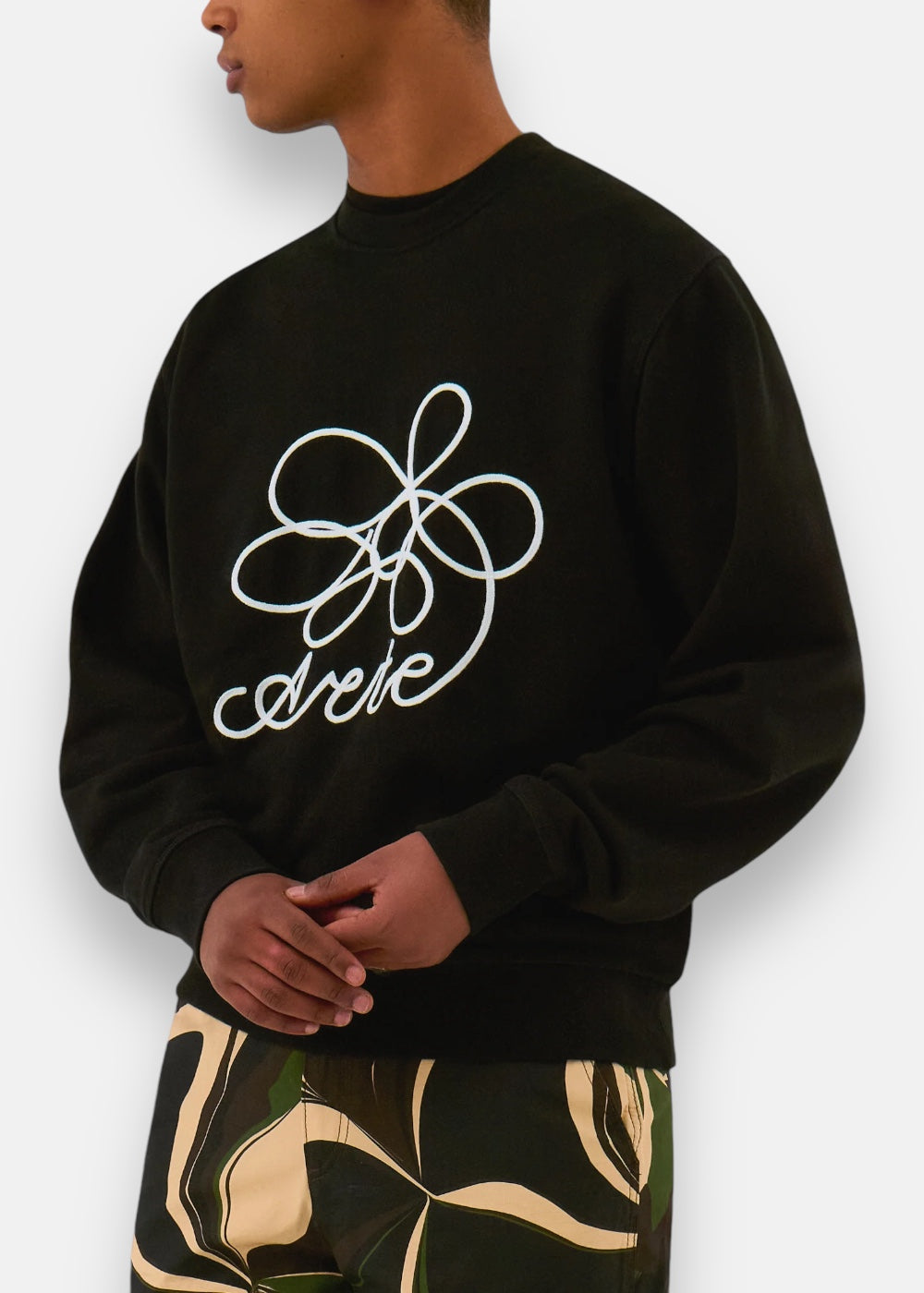 Sweat-shirt col rond Flower Logo - Noir