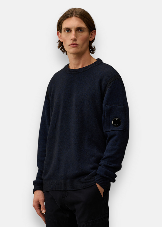 Pull Laine Mélangée - Bleu Marine