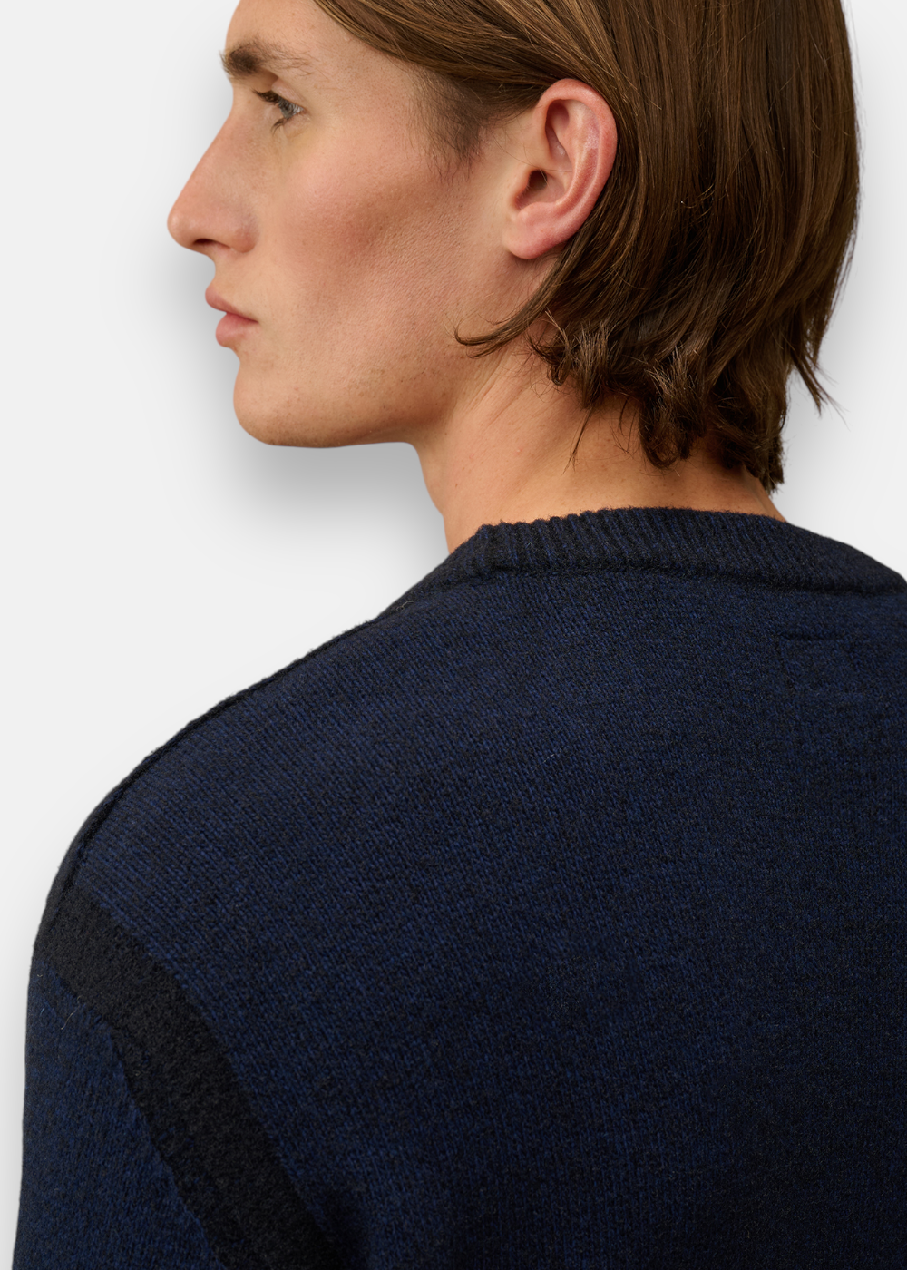 Pull Laine Mélangée - Bleu Marine