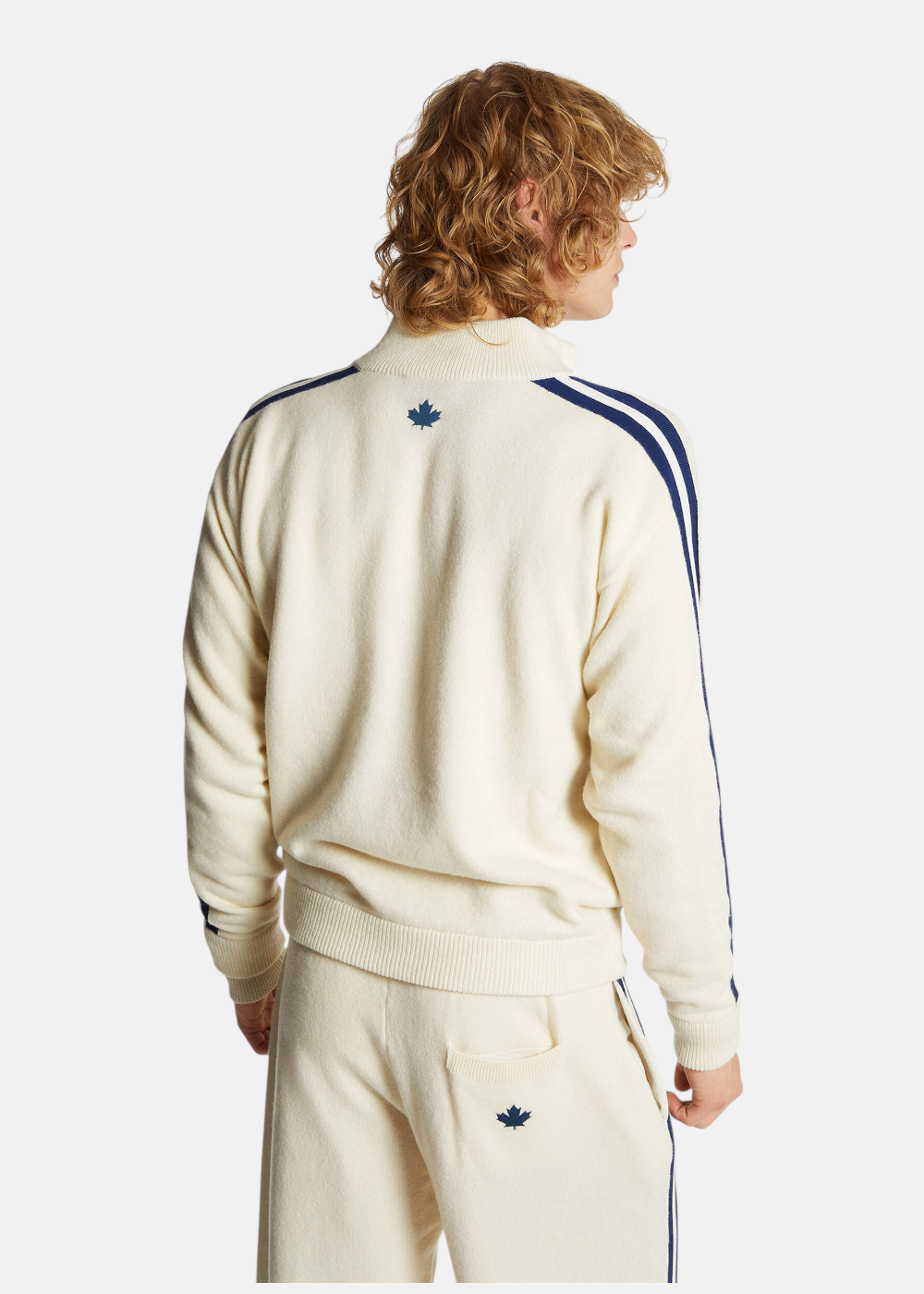 Cardigan Zippé en Laine Mélangée - Blanc