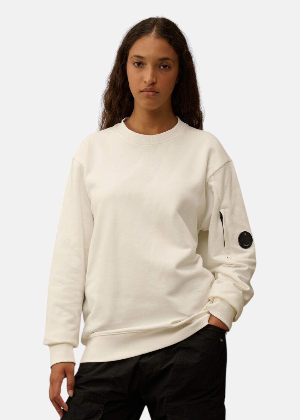 Sweat-shirt col rond - blanc