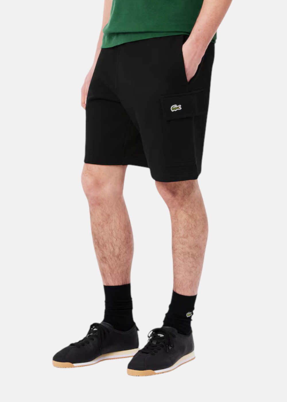 Short cargo en molleton de coton - noir