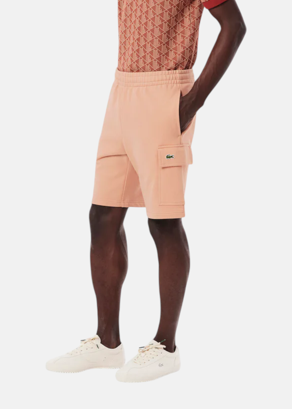 Short cargo en molleton de coton - rose pâle