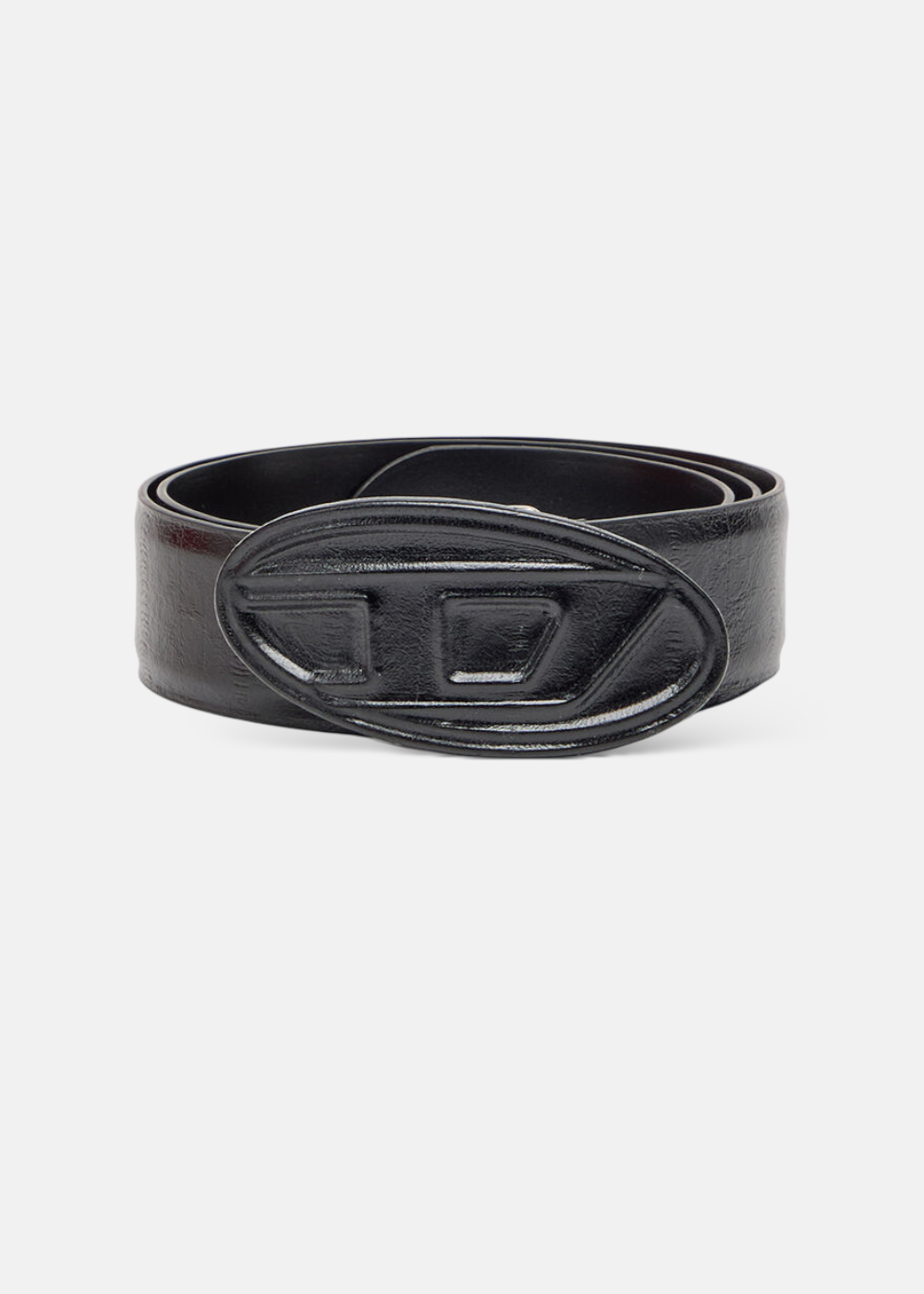 Ceinture en Cuir Noir Effet Anguille