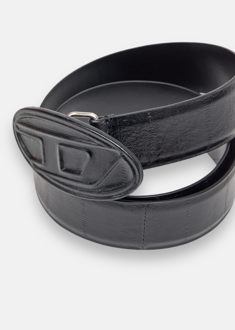 Ceinture en Cuir Noir Effet Anguille