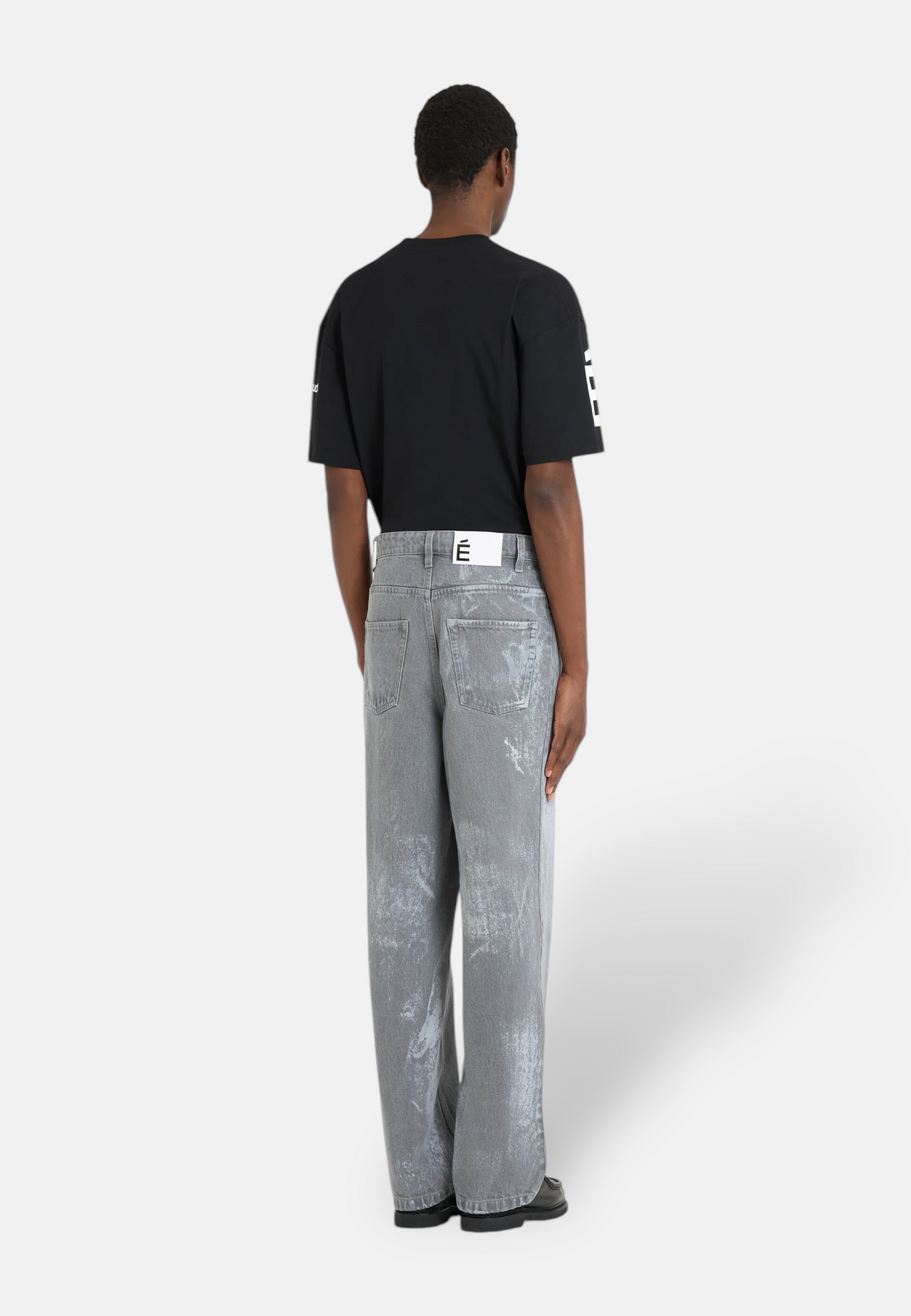 Jeans large peint - gris