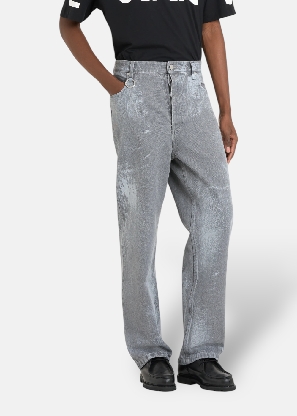 Jeans large peint - gris