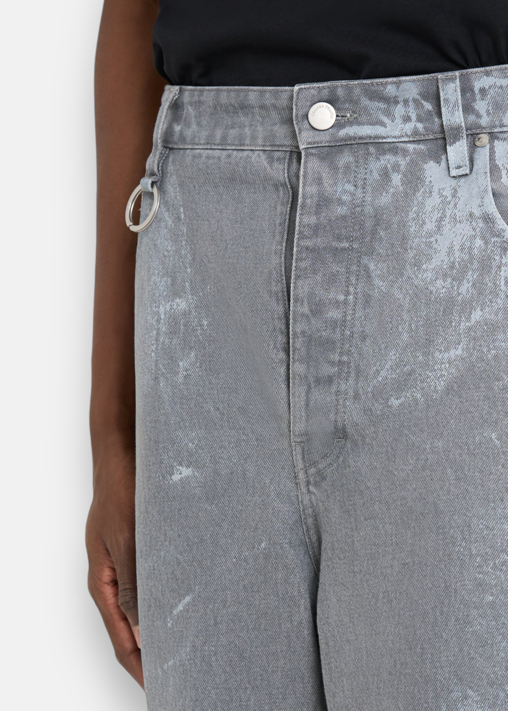 Jeans large peint - gris