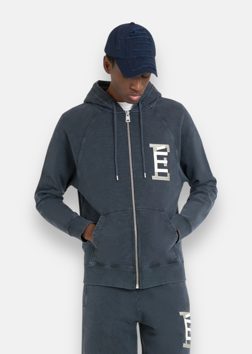 Sweat à capuche zippé university - marine