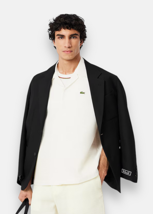 Chemise relaxed fit en coton gaufré – Blanc