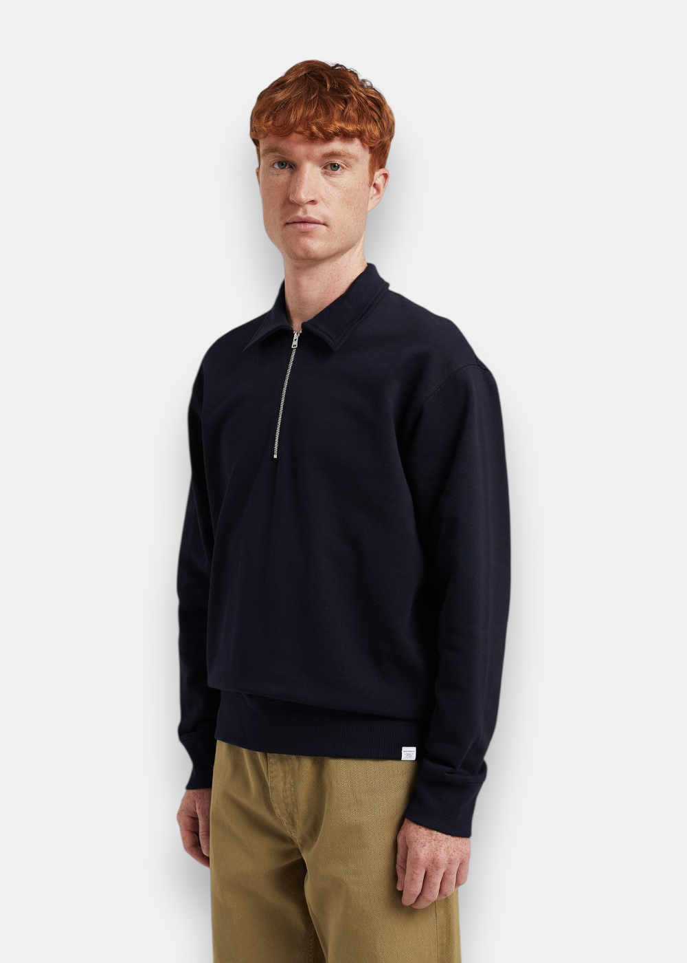 sweat norse demi zip coton bio porté profil