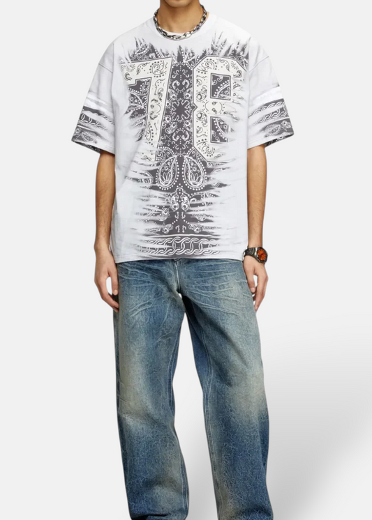 T-shirt T-Box – Imprimé Bandana Gris