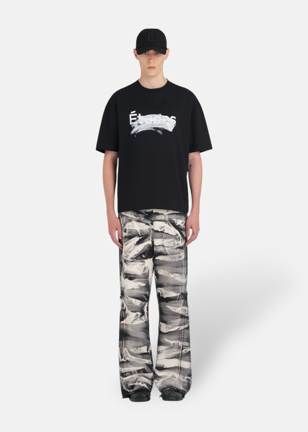 T-shirt Relax Smudged Logo -noir