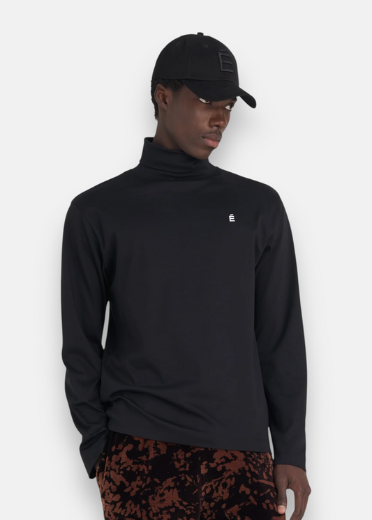 T-shirt Col Roulé É Manches Longues  – noir