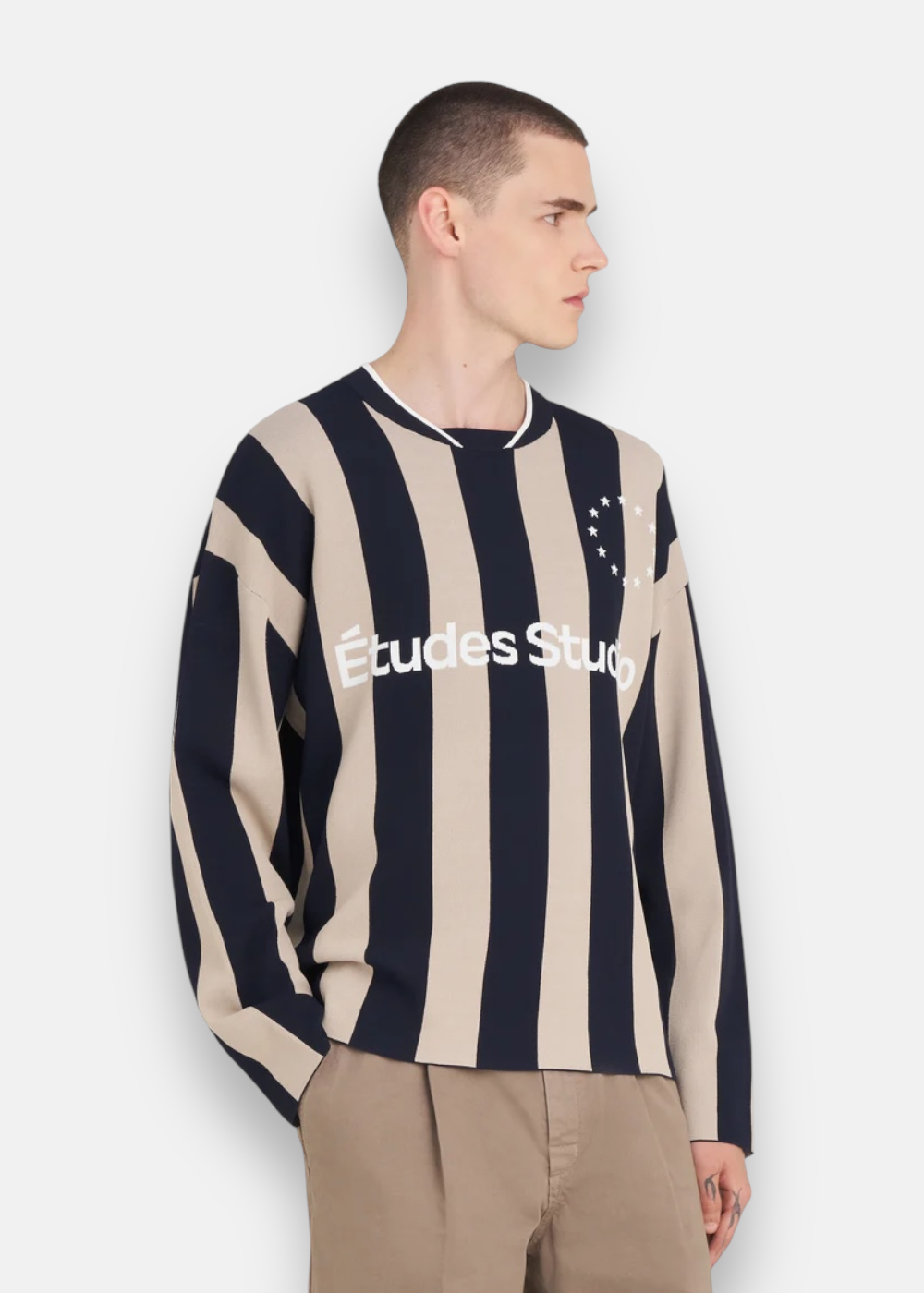T-shirt Soccer Manches Longues – marine & beige