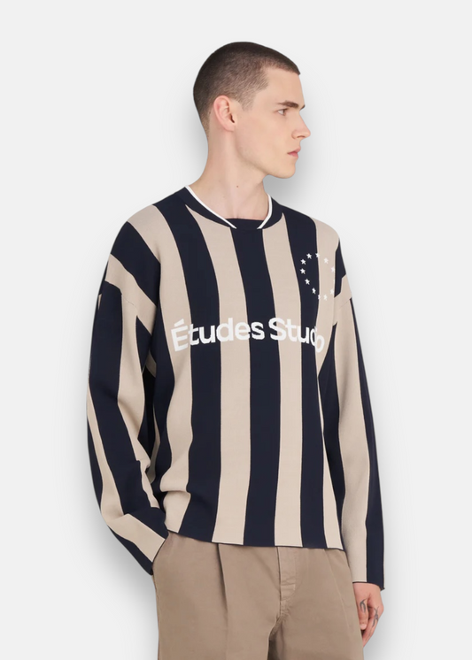 T-shirt Soccer Manches Longues – marine & beige