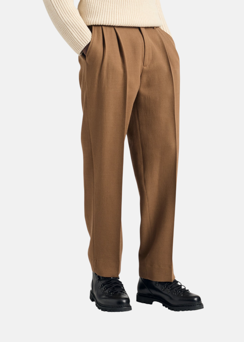 Pantalon Benn large plissé  - marron