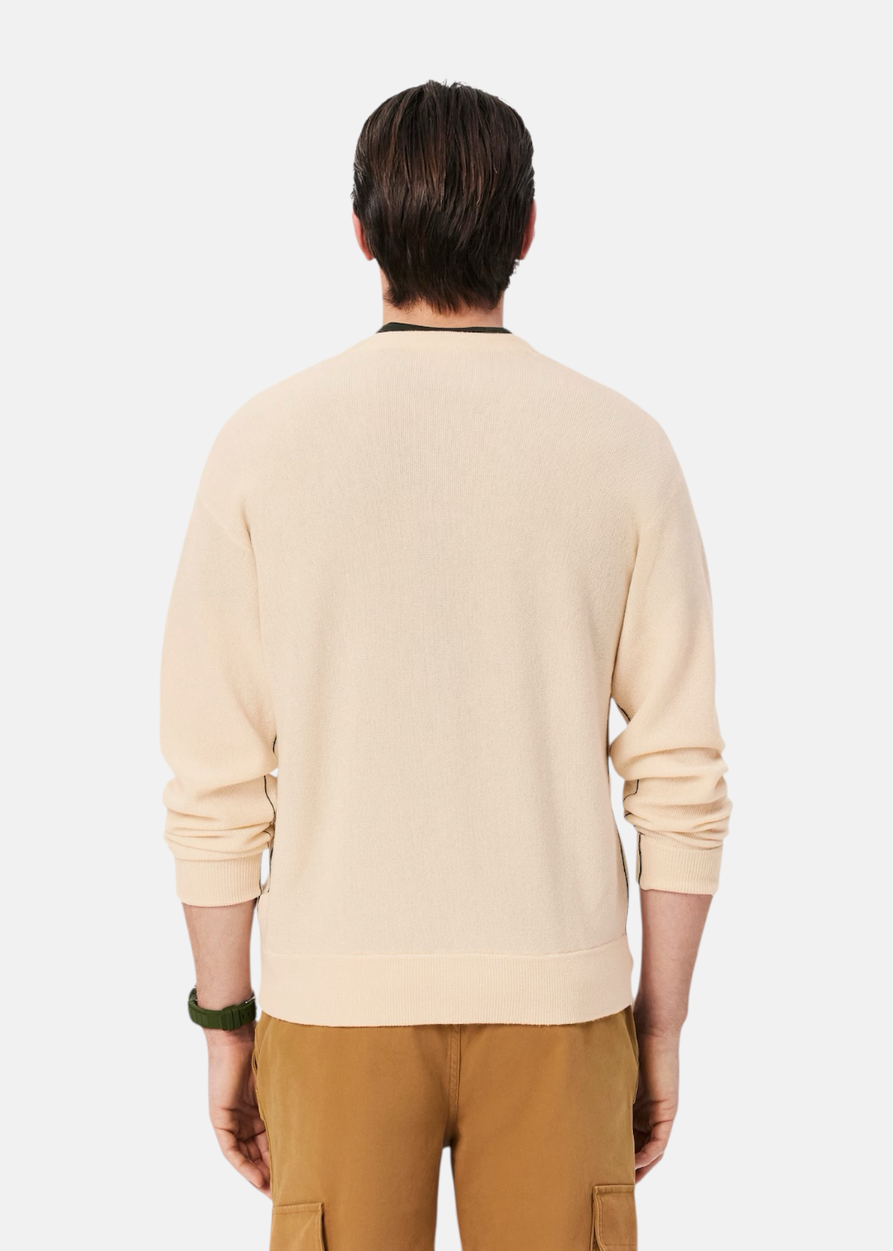 cardigan chaud laine lacoste hiver porté de dos 