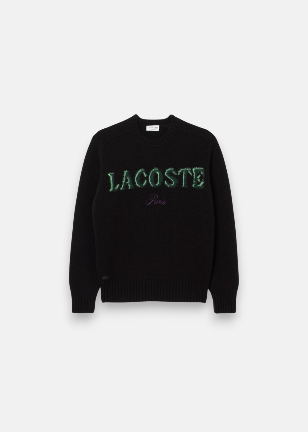 Pull laine cardée marquage intarsia & logo - noir