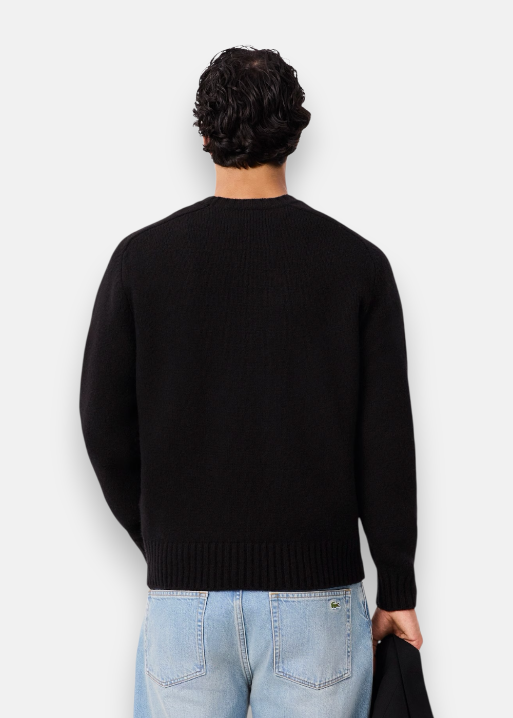 Pull laine cardée marquage intarsia & logo - noir