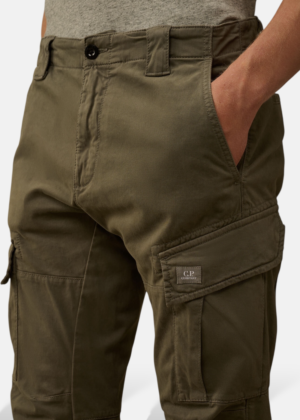 Pantalon cargo - satin stretch - gris foncé 921