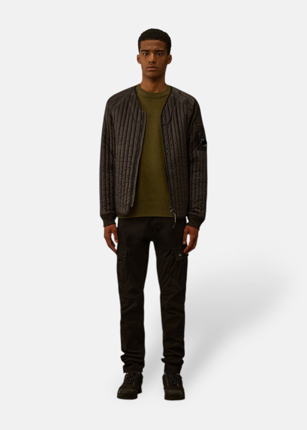 Pantalon cargo satin stretch - noir