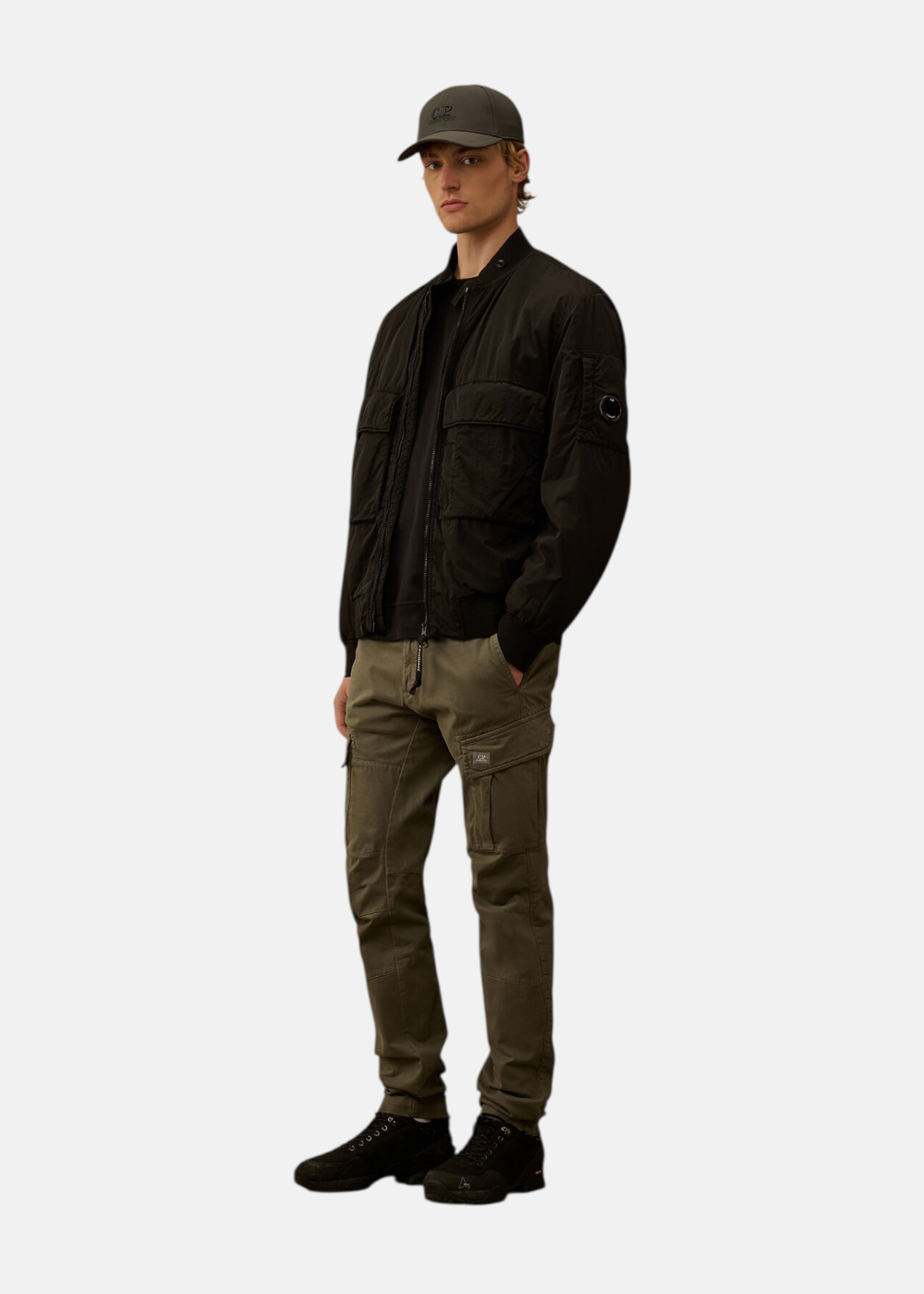 Pantalon cargo - satin stretch - gris foncé 921