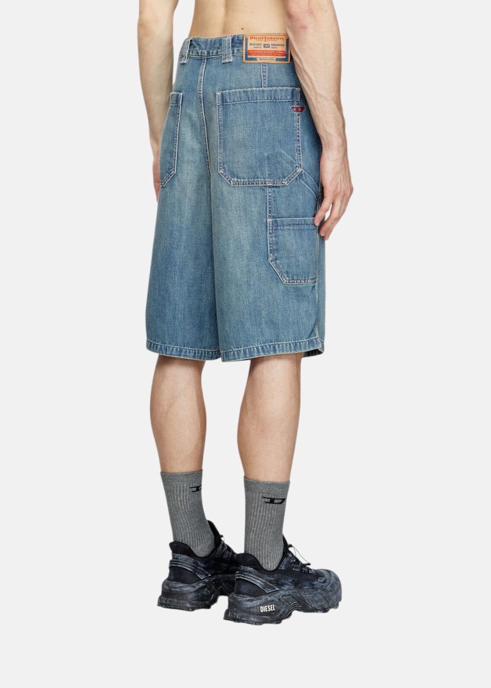 Short denim utilitaire - bleu