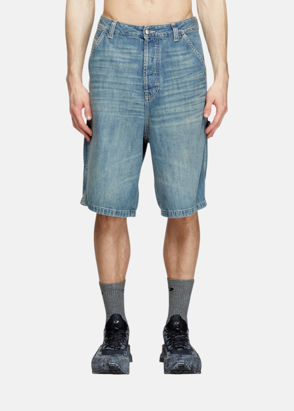 Short denim utilitaire - bleu