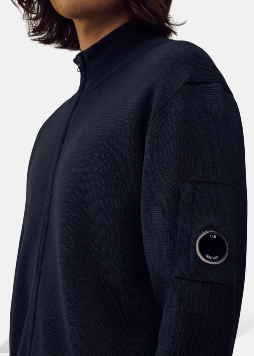 Cardigan En Laine Full Zip -  marine