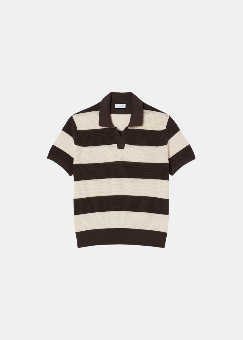 vue de face sur fond blanc du Polo Lacoste en Maille tricotée - marron