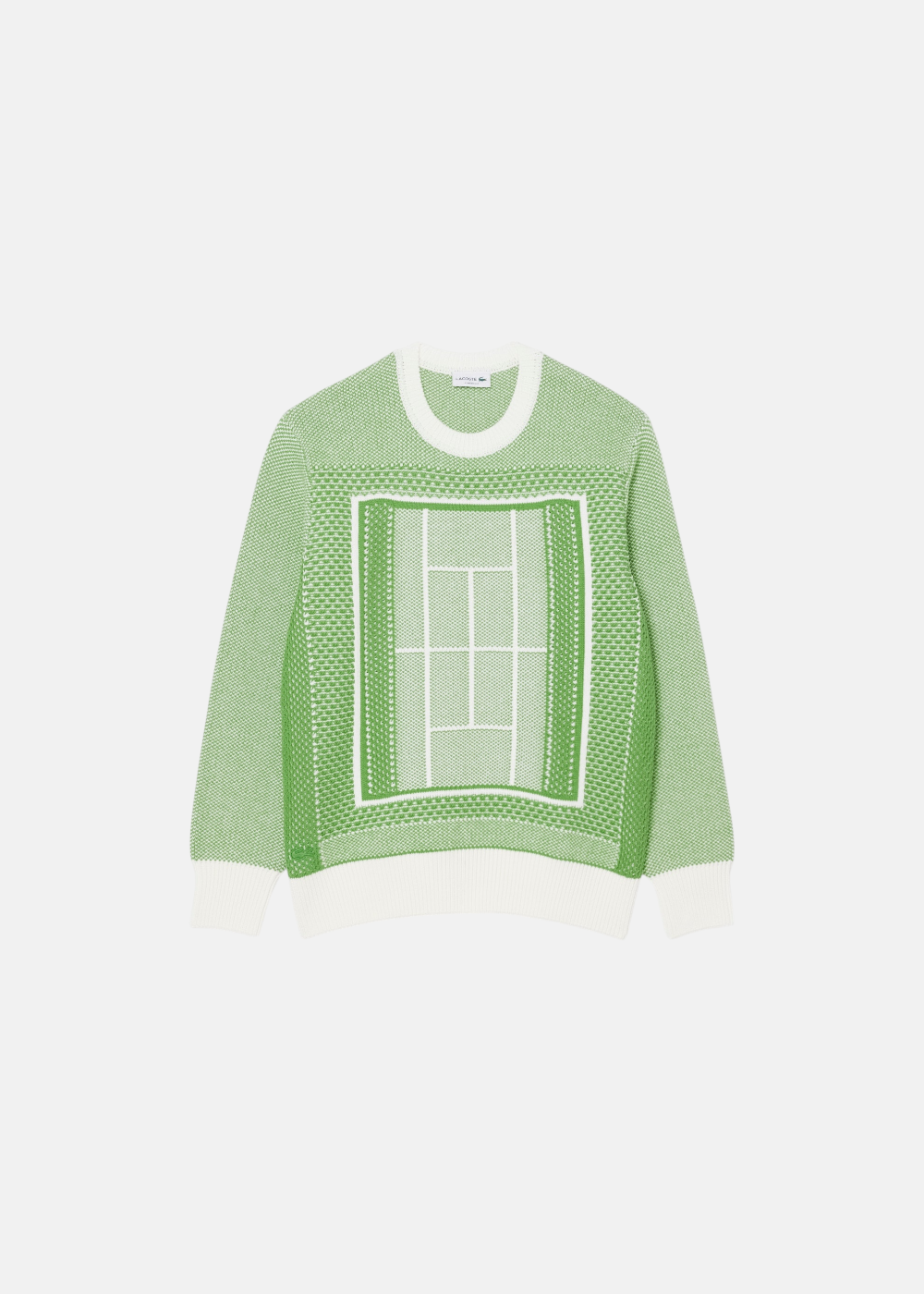 photo vue de face sur fond blanc du Pull pour homme Lacoste graphique court de tennis - vert