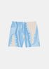 vue de face sur fond blanc du Short de bain Lacoste imprimé crocodile XXL – Bleu