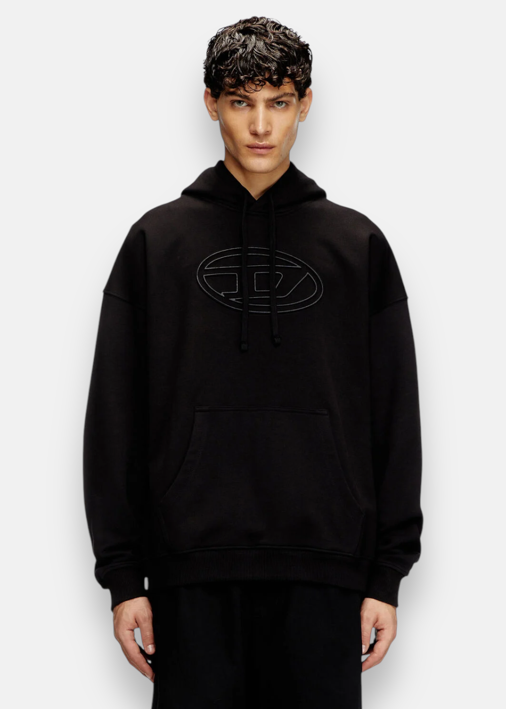 Sweat à capuche Diesel noir de face