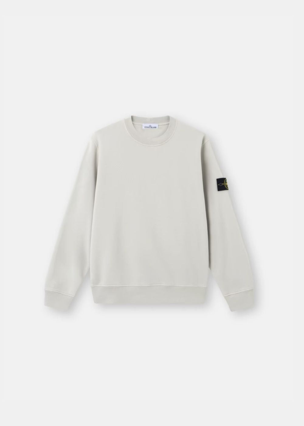 vue de face sur fond blanc du Sweat-shirt stone island ras du cou avec patch - gris