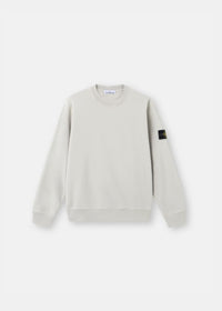 vue de face sur fond blanc du Sweat-shirt stone island ras du cou avec patch - gris