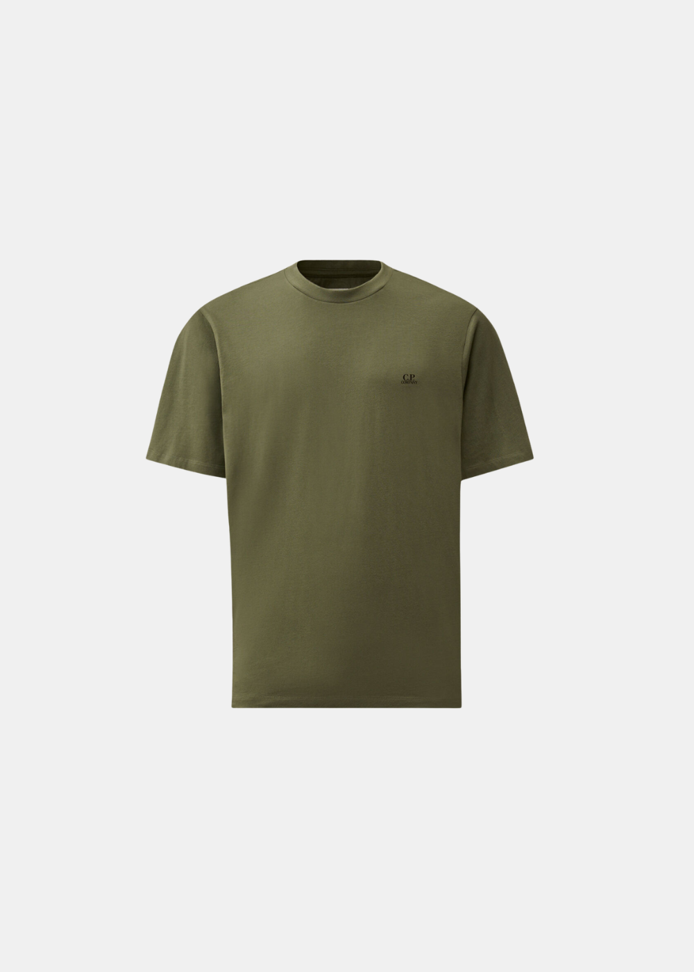 vue de face sur fond blanc du  T-shirt C.P. Company motif Goggle Hood dos vert