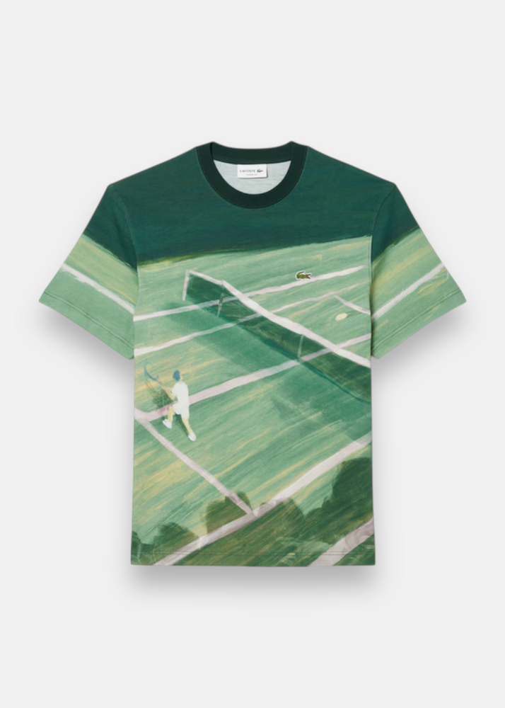 T-shirt Lacoste imprimé tennis peinture a plat