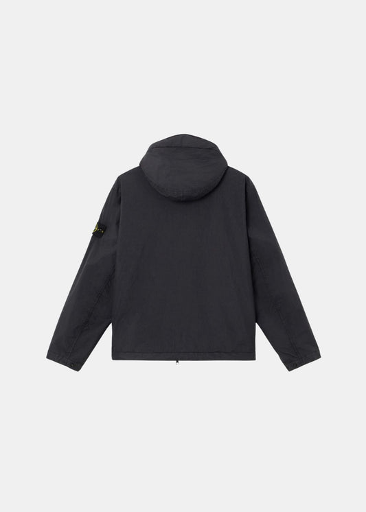 Vue arrière de la Veste stone island crinkle noir sur fond blanc