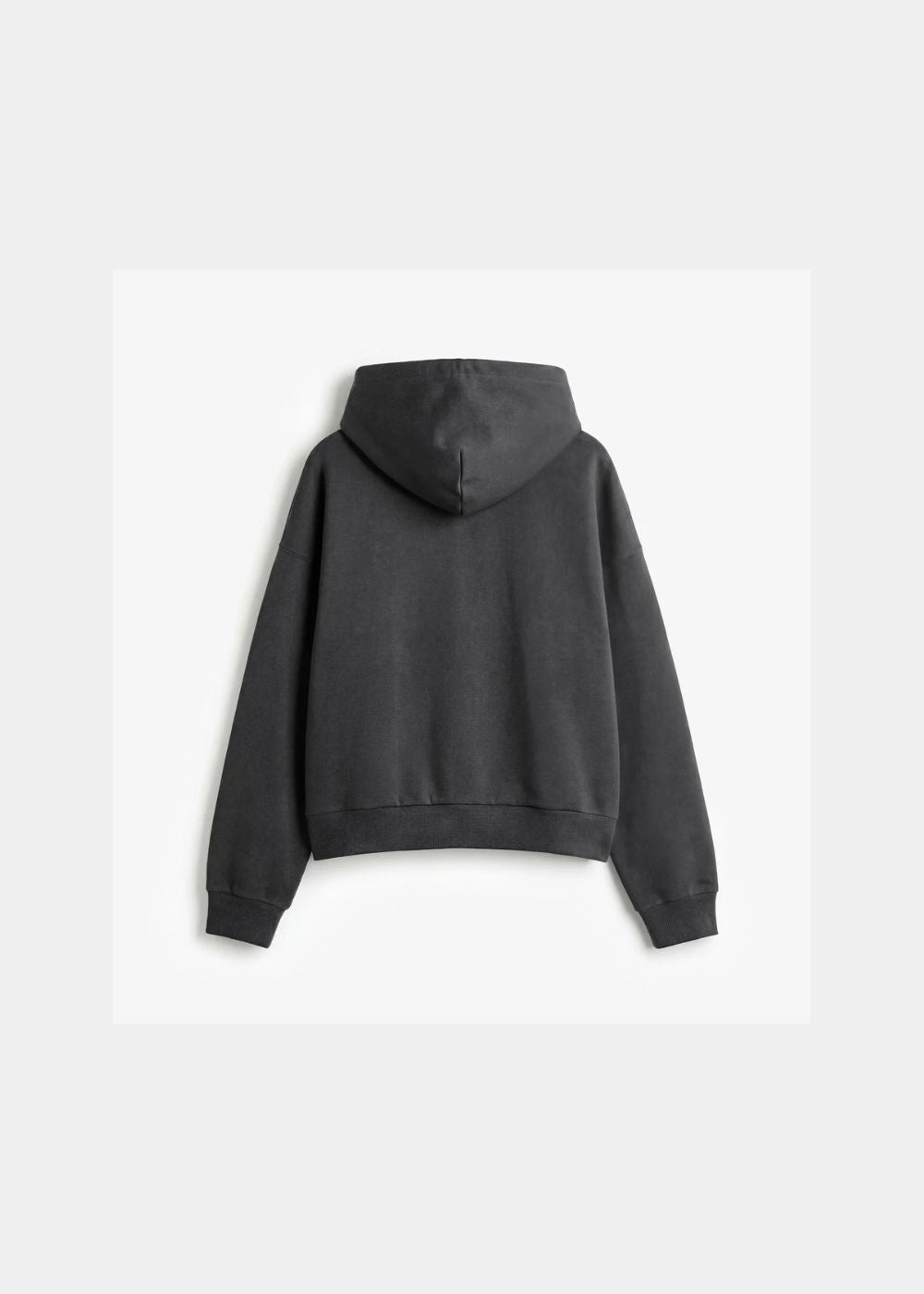 Vue de dos du hoodie zippé en coton lourd Bram's Fruit Gardener Shadow Black.