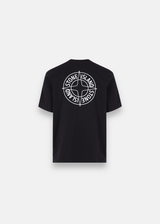 photo arrière du T-shirt Stone Island Outline Compass coloris noir – imprimé logo dans le dos pour homme