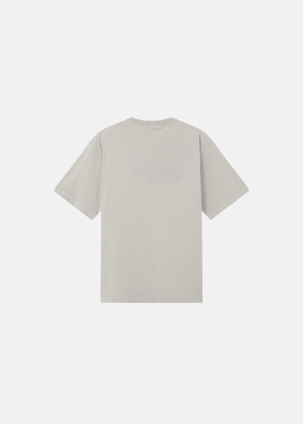 cette photo montre l'arrière du T-shirt homme Stone island avec badge compass coloris gris sur fond blanc