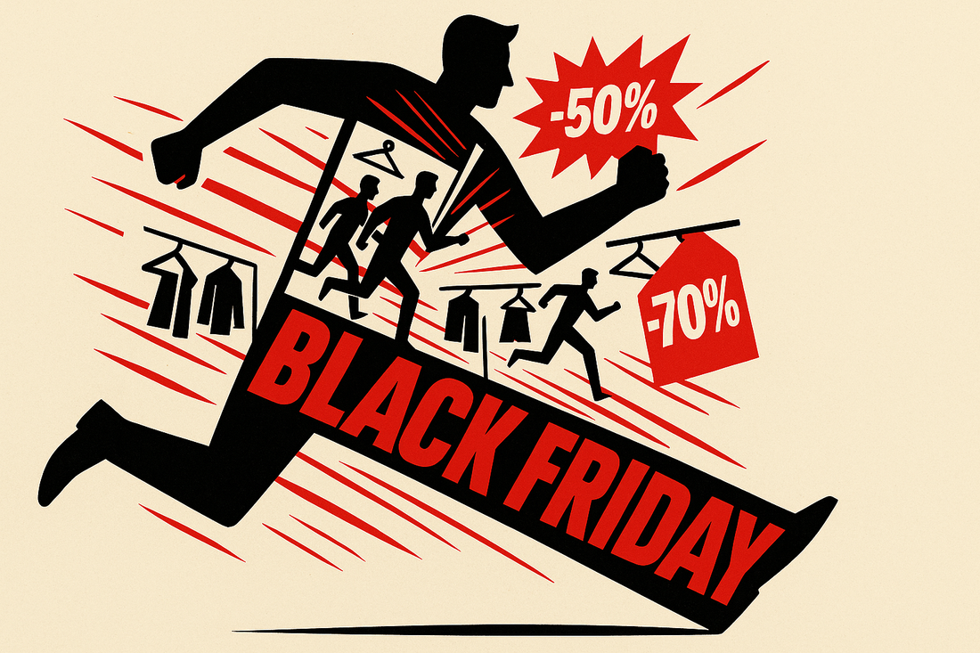 affiche du black friday chez purple store inspiré par Oliver Jonathan, plus connu sous le pseudonyme Olly Moss