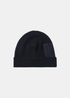 Bonnet C.P. Company en laine mérinos noire à revers avec poche zippée et logo ton sur ton vue de face