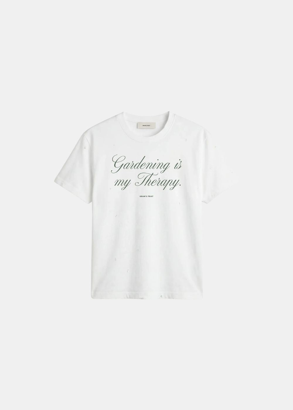 T-shirt Bram's Fruit blanc "Gardening is my Therapy" imprimé vert vue de face